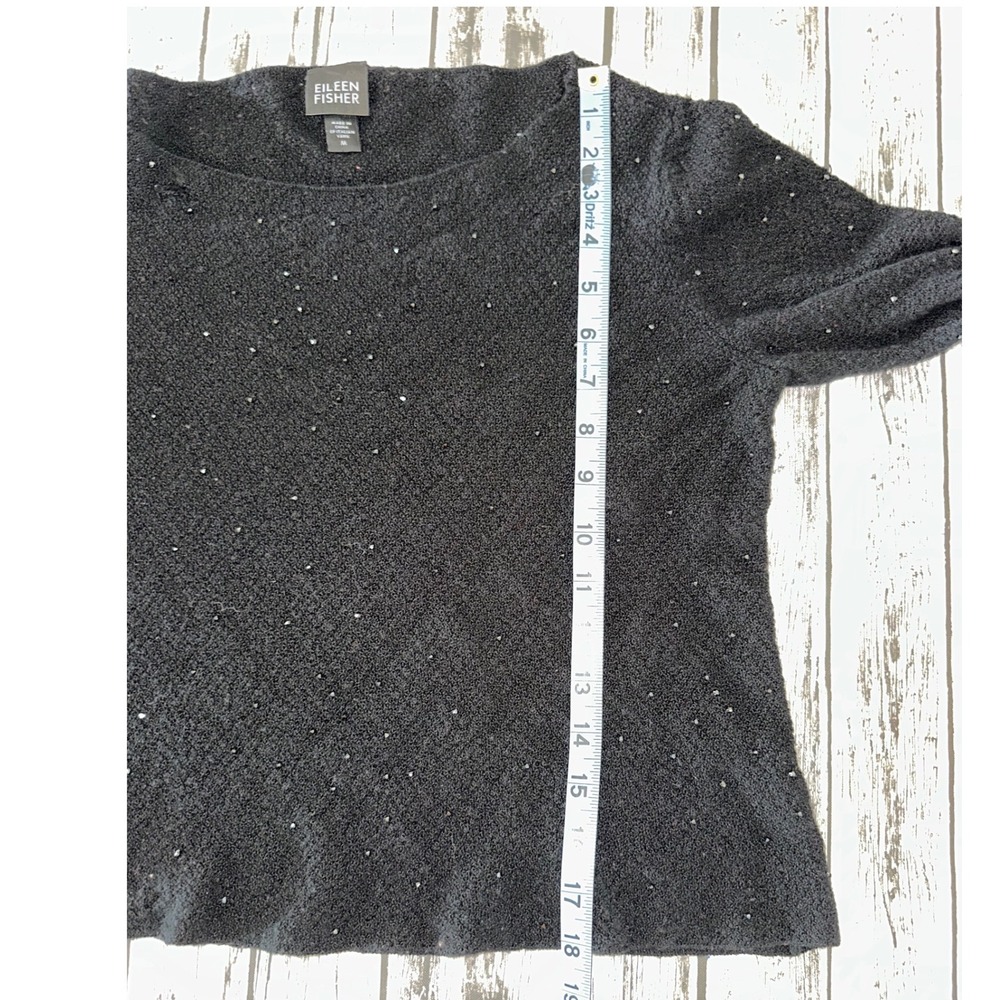 Eileen Fisher Jeweled 100% Wool Sweater Size Medium - Picture 5 of 8